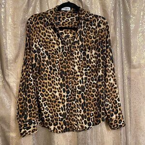 Express Leopard/Cheetah Print Long Sleeve Button Down Blouse XS